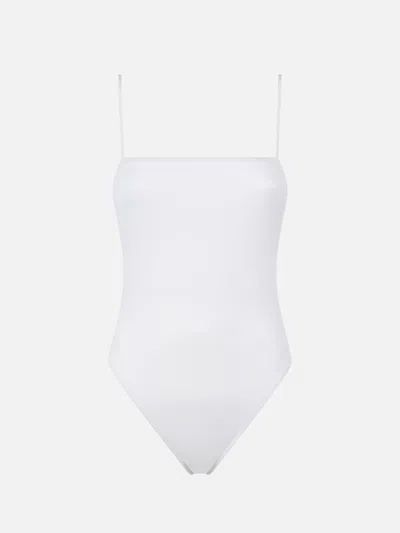 Mc2 Saint Barth Woman White Ribbed One Piece Swimsuit