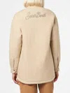 Mc2 Saint Barth Woman Wooly Jacket With Saint Barth Rhinestones Print In Brown
