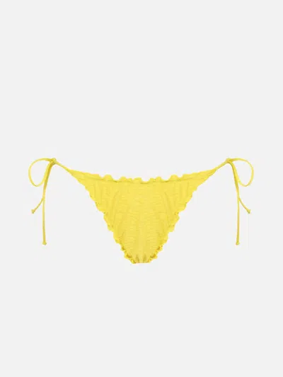 Mc2 Saint Barth Woman Zebra Embossed Cheeky Swim Briefs Miami In Yellow