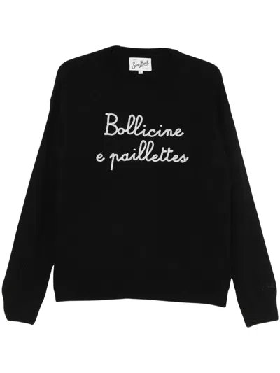 Mc2 Saint Barth Tessa Embroidered Crew-neck Sweater In Black