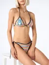 Mc2 Saint Barth Women Crochet Triangle Bikini Maleah With Pacthes Beepy Bella Special Edition In Multicolor
