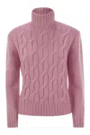 Mc2 Saint Barth Women's Giverny - Cable-knit Turtleneck Jumper Sweater In Pink