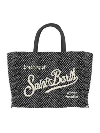 Mc2 Saint Barth Women Handbags  - Vanity Mini Wool Herringbone 0015 Emb - Black