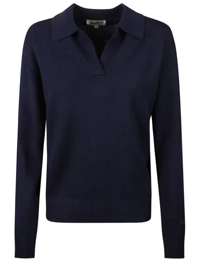 Mc2 Saint Barth Women Navy Blue Shirt Collar Polo