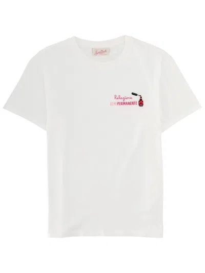 Mc2 Saint Barth Women White Graphic Crew Neck T-shirt