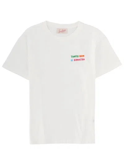 Mc2 Saint Barth Women White Graphic Crew Neck T-shirt In Animal Print