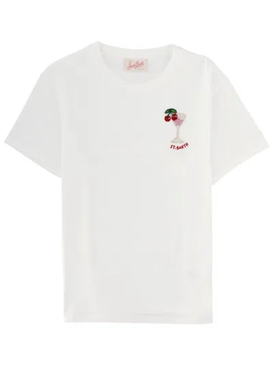 Mc2 Saint Barth Women White Graphic Crew Neck T-shirt