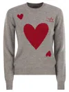Mc2 Saint Barth Wool And Alpaca Blend Jumper With Lucky In Love Embroidery In Green