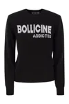 Mc2 Saint Barth Wool And Alpaca Blend Sweater With Embroidery Bollicine Addicted In Black