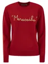 Mc2 Saint Barth Wool And Cashmere Blend Sweater With Embroidery Maracaibo In Red