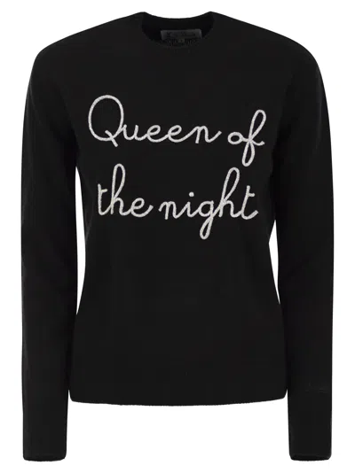MC2 SAINT BARTH WOOL AND CASHMERE BLEND SWEATER WITH EMBROIDERY QUEEN OF THE NIGHT