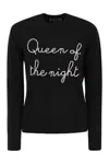 Mc2 Saint Barth Wool And Cashmere Blend Sweater With Embroidery Queen Of The Night In Black