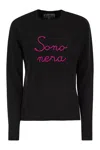 Mc2 Saint Barth Wool And Cashmere Blend Sweater With Embroidery Sono Nera In Black