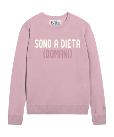 Mc2 Saint Barth Wool And Cashmere Intarsia Sweater In Pink