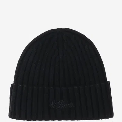 Mc2 Saint Barth Wool Blend Beanie With Logo In Black