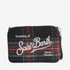 Mc2 Saint Barth Wool Blend Clutch Bag With Check Pattern And Logo