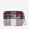 Mc2 Saint Barth Wool Blend Clutch Bag With Check Pattern And Logo In Red