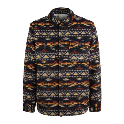 Mc2 Saint Barth Wool-blend Overshirt With Navajo Pattern In Black