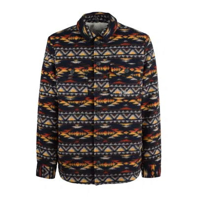Mc2 Saint Barth Wool-blend Overshirt With Navajo Pattern In Multicolor