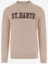 Mc2 Saint Barth Wool Blend Pullover With Logo In Beige