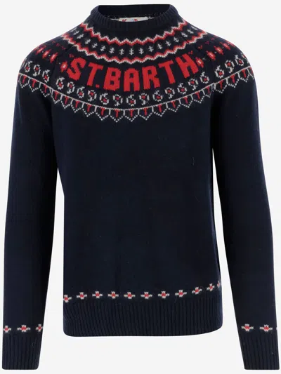 Mc2 Saint Barth Wool Blend Sweater With Logo In Multi