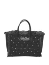 Mc2 Saint Barth Wool-braid Tote Bag In Black
