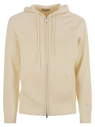 Mc2 Saint Barth Wool Cardigan With Zip In White