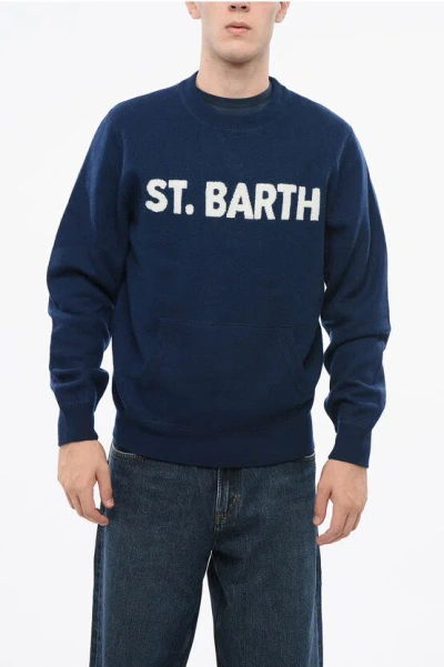 Mc2 Saint Barth Wool Crew-neck Sweater With Kangaroo Pocket