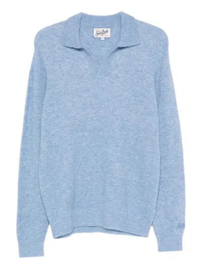 Mc2 Saint Barth Wool Polo Shirt In Blue