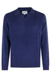 Mc2 Saint Barth Wool Polo Sweater In Blue