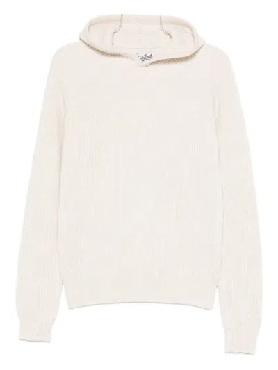 Mc2 Saint Barth Wool Ribbed Hoodie In Neutral