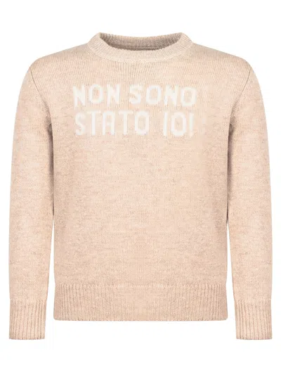 Mc2 Saint Barth Wool-viscose Cashmere Blend Pullover Sweater With Graphic Lettering In Non Sono Stato