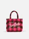 Mc2 Saint Barth Wooly Colette Fringed Handbag With Check Pattern In Pink