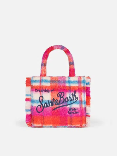 Mc2 Saint Barth Wooly Colette Fringed Handbag With Tartan Pattern In Multicolor
