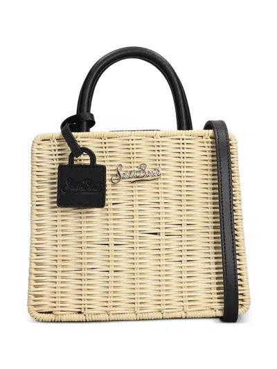 Mc2 Saint Barth Woven Logo-plaque Shoulder Bag In Neutral
