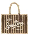 Mc2 Saint Barth Woven Rectangular Tote Bag With Vertical Stripes In White