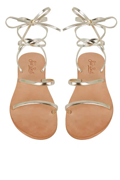 Mc2 Saint Barth Wrap Sandal Laminated Leather Gold