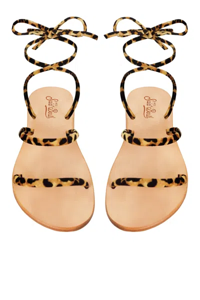 Mc2 Saint Barth Wrap Sandal Velvet Classic Leo In Brown