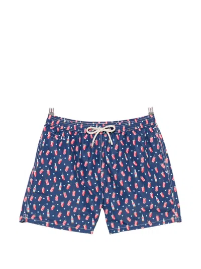 Mc2 Saint Barth X Coca-cola Graphic-print Swim Shorts In Blue