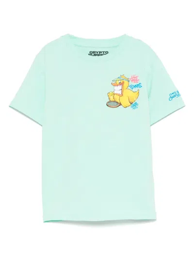Mc2 Saint Barth Kids' X Crypto Puppets Ducky Tennis T-shirt In Green