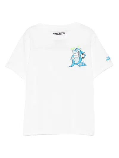 Mc2 Saint Barth Kids' X Crypto Puppets Shark Bomber-print T-shirt In White