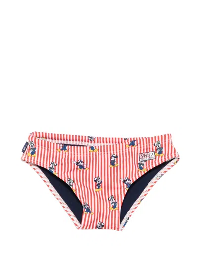 Mc2 Saint Barth Kids' X Disney Billy Striped Swim Briefs In Pink