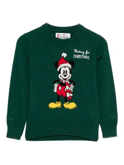 Mc2 Saint Barth X Disney Douglas Embroidered Crew-neck Sweater In Green