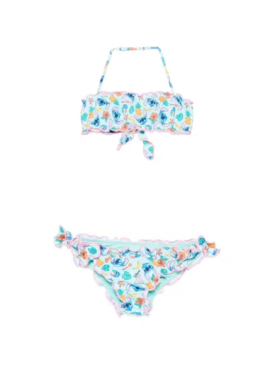 Mc2 Saint Barth Kids' X Disney Emy Ruffled Bikini In Blue