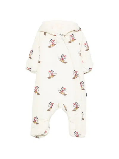 Mc2 Saint Barth Babies' X Disney Glace Hooded Snowsuit In White