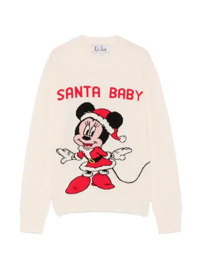 Mc2 Saint Barth X Disney Graphic-intarsia Crew-neck Sweater In White