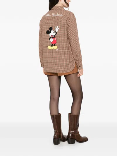 Mc2 Saint Barth X Disney Mickey Mouse Houndstooth-pattern Shirt In Neutral