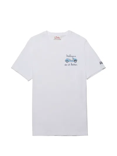 Mc2 Saint Barth X Fiat 500 Graphic-print T-shirt In White