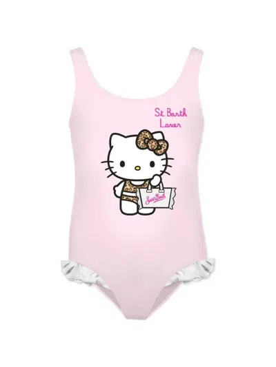 Mc2 Saint Barth Kids' X Hello Kitty Ruffled Swimsuit In Pink