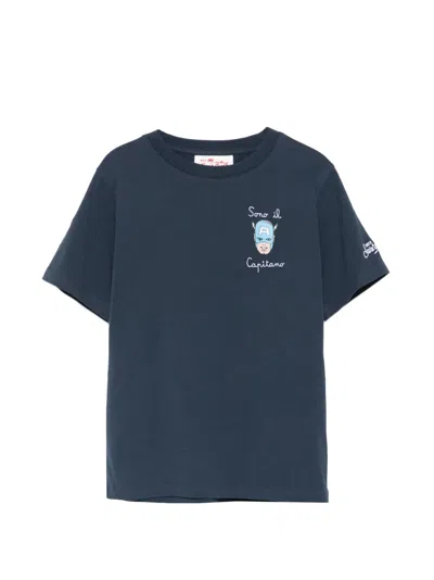 Mc2 Saint Barth Kids' X Marvel Comics Crew-neck Embroidered T-shirt In Blue